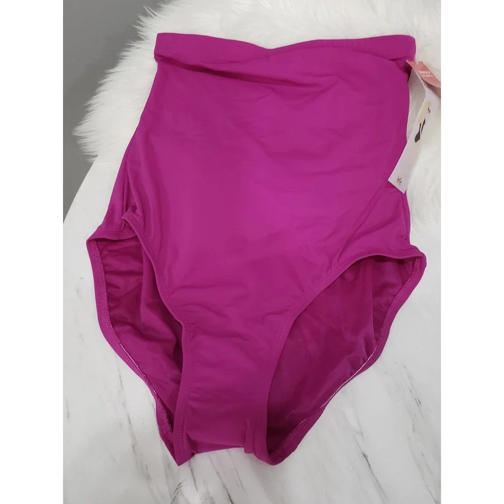 NEW SZ 8 Spanx Core High Rise Shaping Swim Bottom Berry Tummy Control Slimming